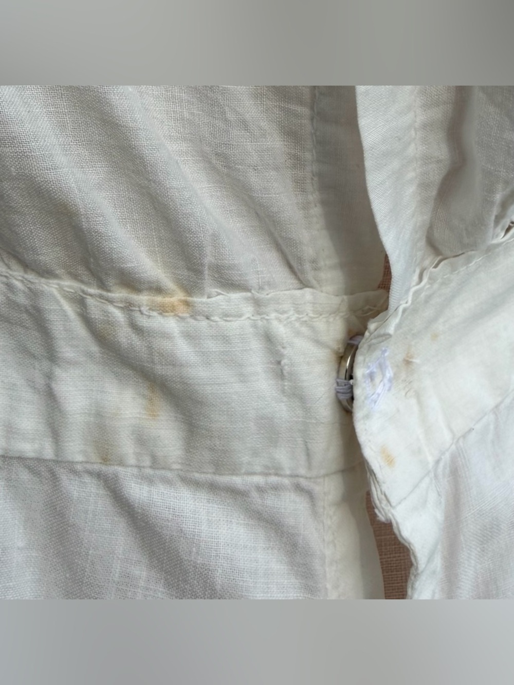 Antique Edwardian White Cotton Eyelet Tiered Prairie Midi Petticoat Dress Size 8 - Picture 15 of 16
